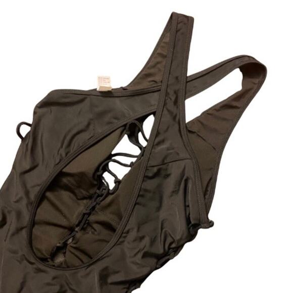 NWT Sexy Chic Black Lace-Up One Piece Swimsuit (L) - Picture 3 of 7